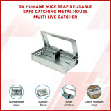 5x Humane Reusable Mice Trap Safe Live Catch Metal Mouse Catcher