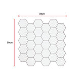 Tiles 3D Peel and Stick Wall Tile Hexagon White (30cm x 30cm x 10 sheets)