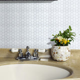 Tiles 3D Peel and Stick Wall Tile Hexagon White (30cm x 30cm x 10 sheets) - 45-Degree Angle