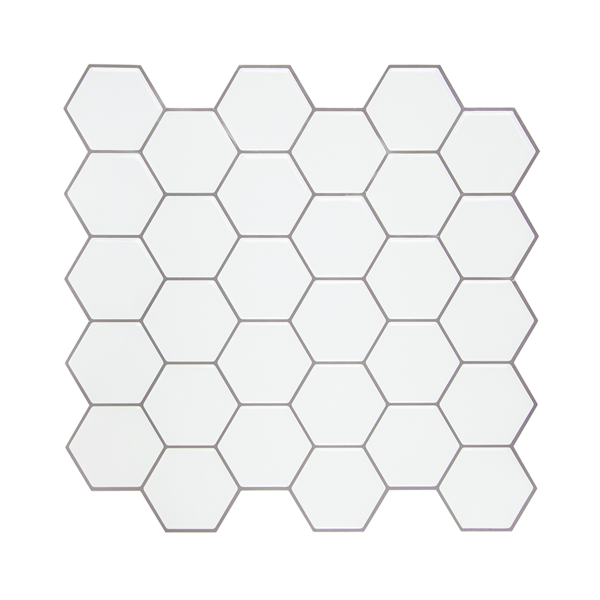 Tiles 3D Peel and Stick Wall Tile Hexagon White (30cm x 30cm x 10 sheets)