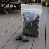 100 Composite Decking Hidden Fixing Fasteners Plastic T Clips & Screws - Low Angle