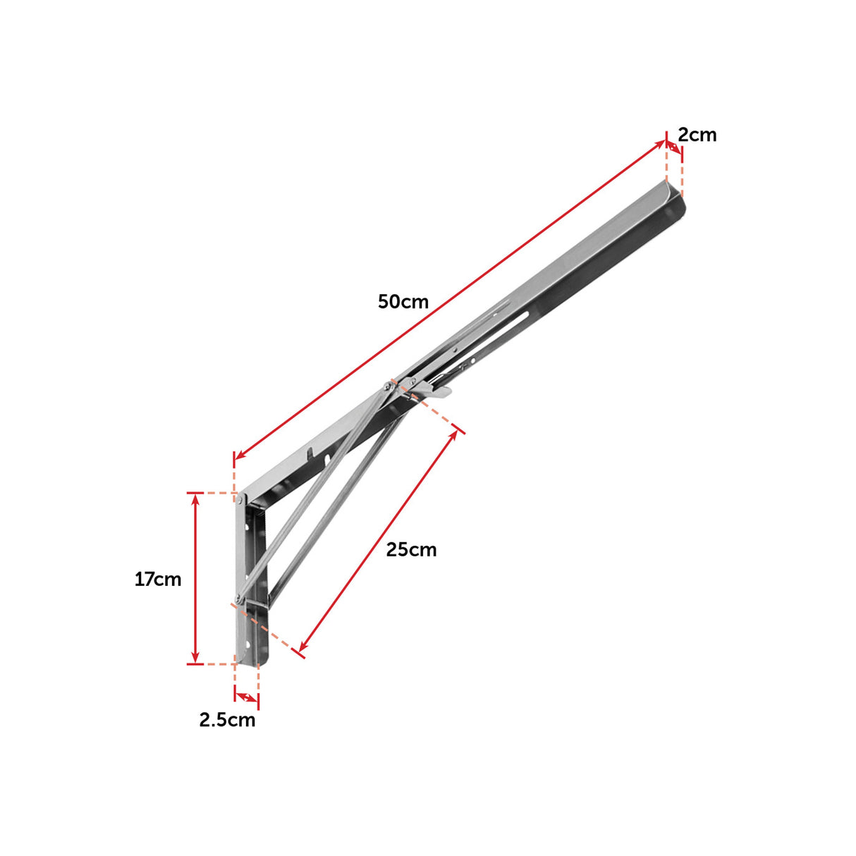 2x 20" Stainless Steel Folding Table Bracket Shelf Bench 50kg Load Heavy Duty