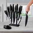 Kitchen 17 Piece Knife Set with Block and Sharpener Chef Knives