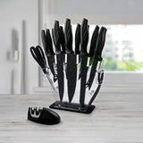 Kitchen 17 Piece Knife Set with Block and Sharpener Chef Knives - Front View