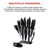 Kitchen 17 Piece Knife Set with Block and Sharpener Chef Knives - Extra Image