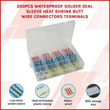 250PCS Waterproof Solder Seal Sleeve Heat Shrink Butt Wire Connectors Terminals - 45-Degree Angle