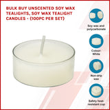 Bulk Buy Unscented SOY WAX Tealights, Soy Wax Tealight Candles - (100pc per set) - Front View