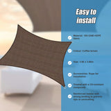 Rectangle Sun Shade Sail Fabric Garden Patio Pool Awning Canopy Cover Coffee - Low Angle
