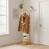 Clothes Coat Rack Garment Stand Shelf Wooden Tree Hanger Bag Hat Hook Holder