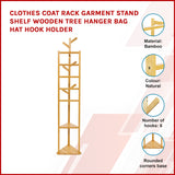 Clothes Coat Rack Garment Stand Shelf Wooden Tree Hanger Bag Hat Hook Holder - Top-Down View