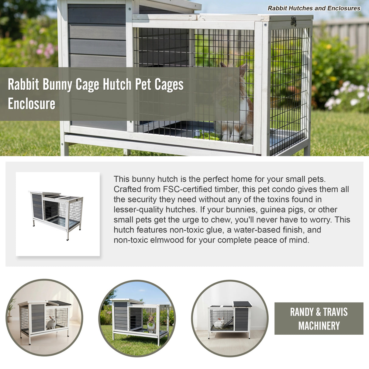 Rabbit Bunny Cage Hutch Pet Cages Enclosure