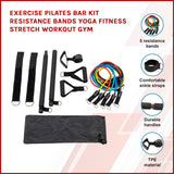 Exercise Pilates Bar Kit Resistance Bands Yoga Fitness Stretch Workout Gym - Front View