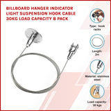 Billboard Hanger Indicator Light Suspension Hook Cable 30kg Load Capacity 8 Pack - 45-Degree Angle
