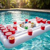 Big PVC Inflatable Beer Pong Raft Floating Pool Party Pong Game Table Lounge Toy - Front View