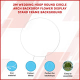 2M Wedding Hoop Round Circle Arch Backdrop Flower Display Stand Frame Background - Front View
