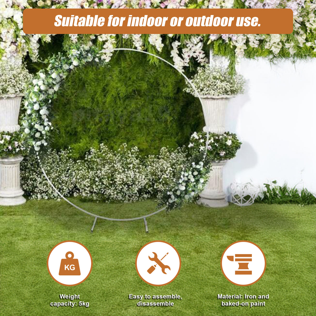 2M Wedding Hoop Round Circle Arch Backdrop Flower Display Stand Frame Background