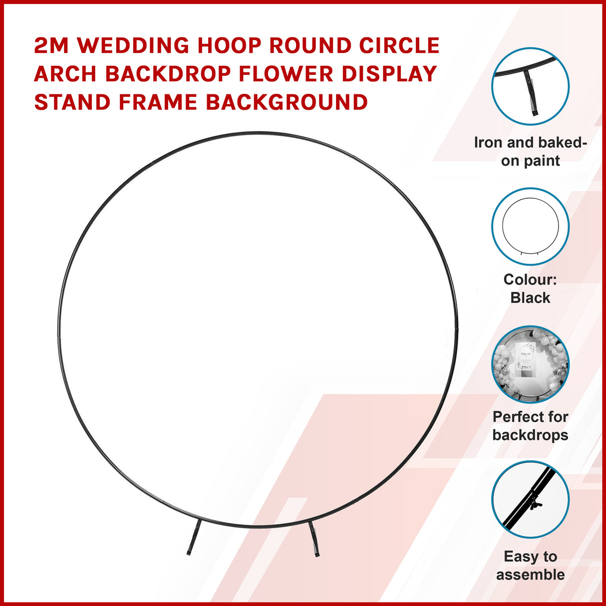 2M Wedding Hoop Round Circle Arch Backdrop Flower Display Stand Frame Background
