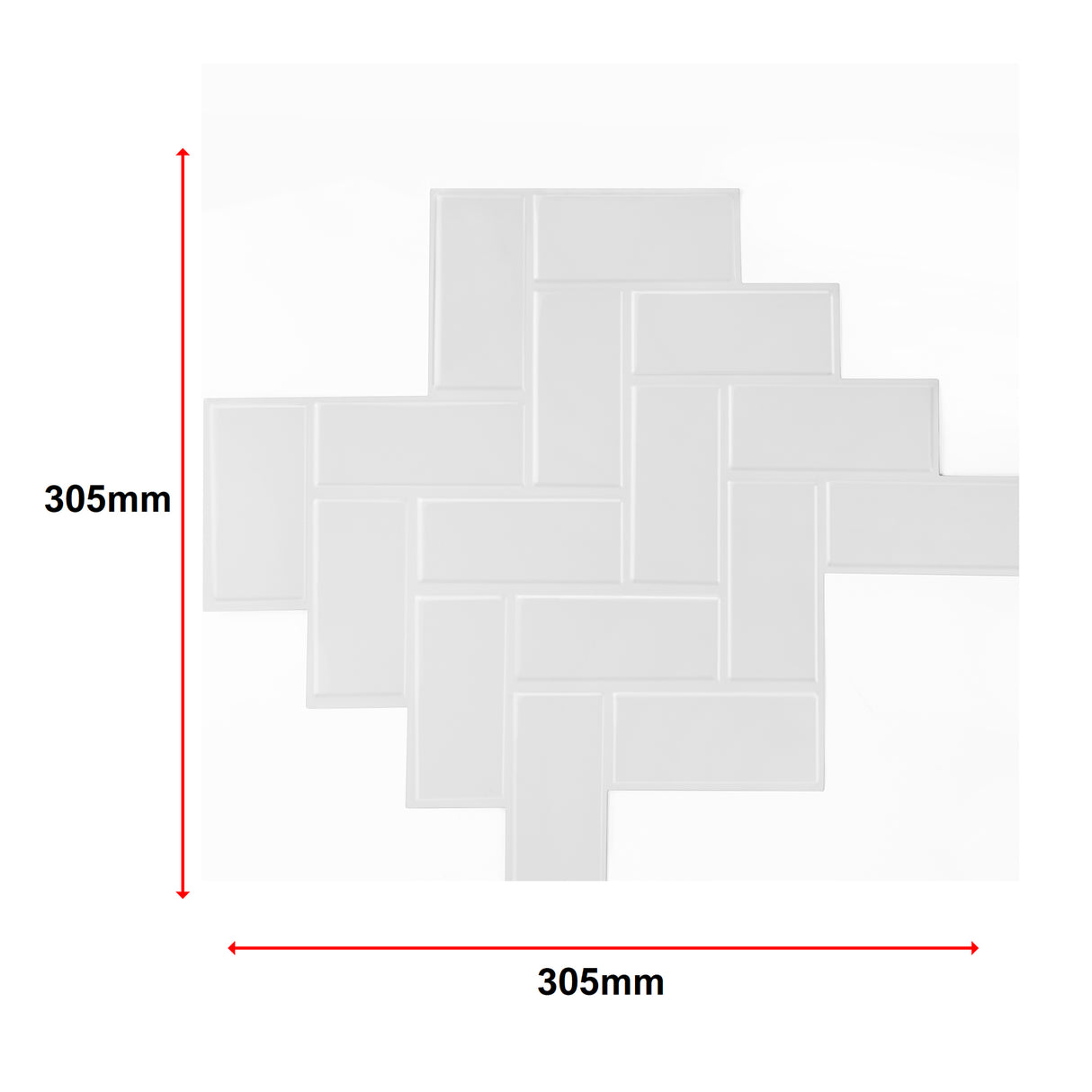 Tiles 3D Peel and Stick Wall Tile Herringbone White 10 Sheets