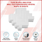 Tiles 3D Peel and Stick Wall Tile Herringbone White 10 Sheets - Front View