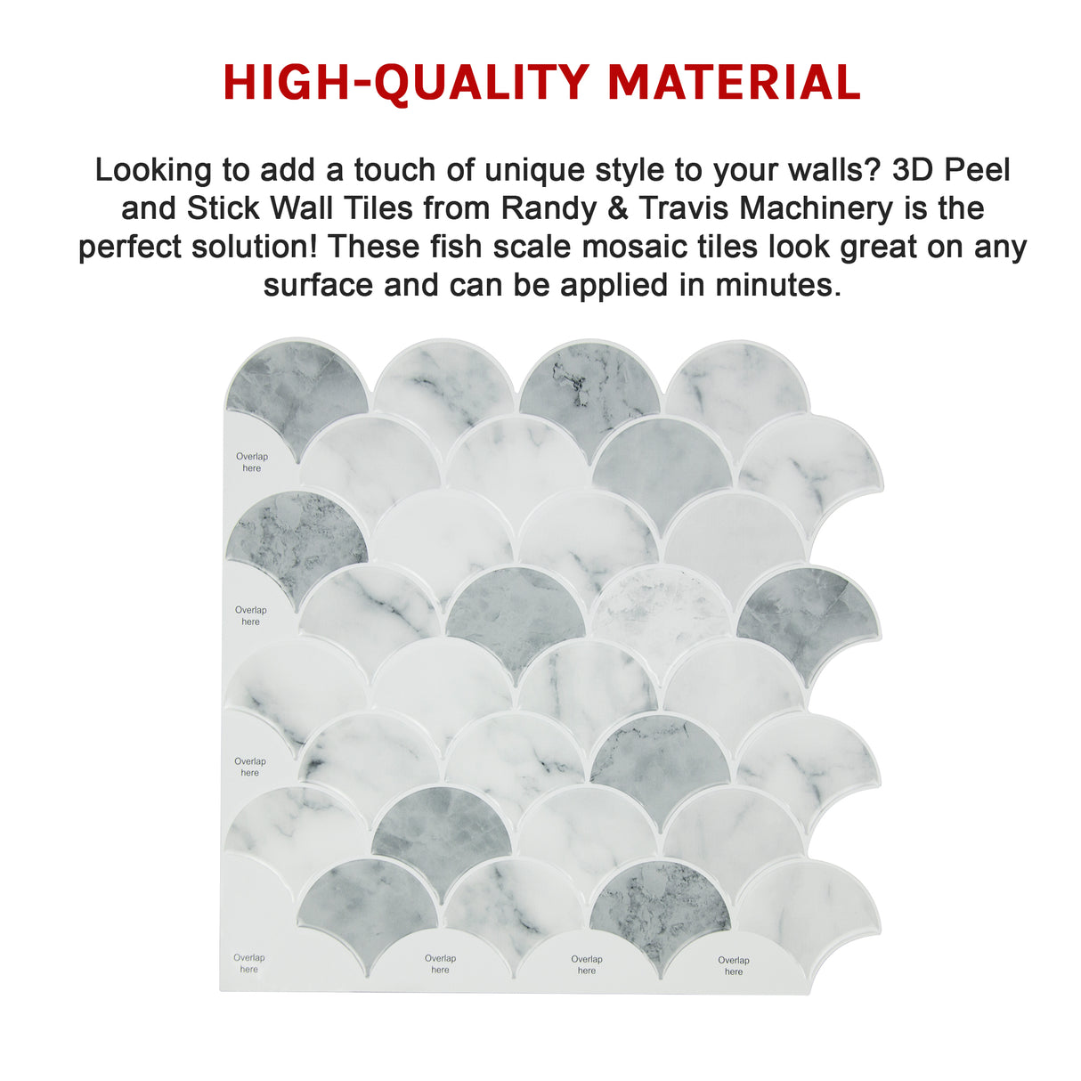 Tiles 3D Peel and Stick Wall Tile Fish Scale Mosaic 10 Sheets