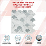 Tiles 3D Peel and Stick Wall Tile Fish Scale Mosaic 10 Sheets
