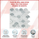Tiles 3D Peel and Stick Wall Tile Fish Scale Mosaic 10 Sheets - Front View
