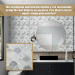 Tiles 3D Peel and Stick Wall Tile Fish Scale Mosaic 10 Sheets