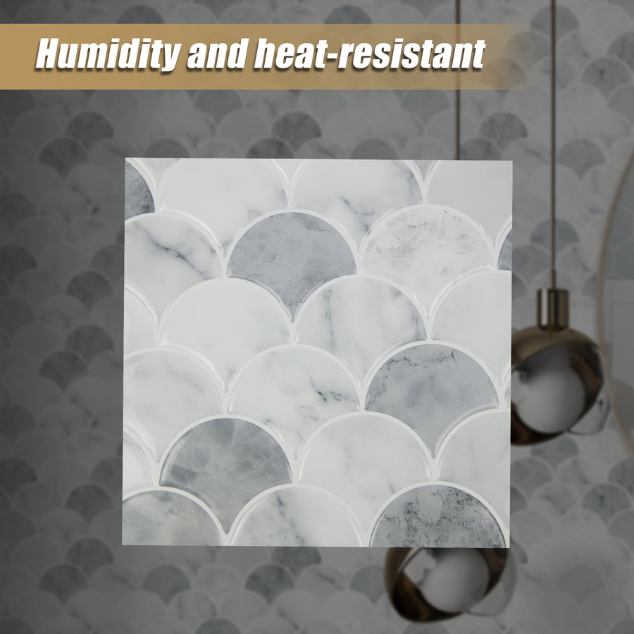 Tiles 3D Peel and Stick Wall Tile Fish Scale Mosaic 10 Sheets
