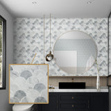 Tiles 3D Peel and Stick Wall Tile Fish Scale Mosaic 10 Sheets - Low Angle