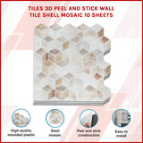 Tiles 3D Peel and Stick Wall Tile Shell Mosaic 10 Sheets - Front View