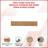 Vinyl Floor Tiles Self Adhesive Flooring Oak Wood Grain 16 Pack 2.3SQM - Side View