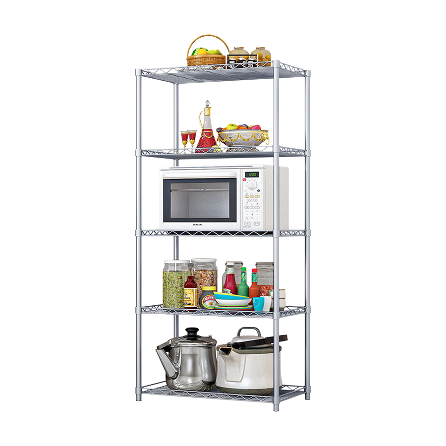 5 Tier Silver Metal Storage Rack Shelving Wire Shelf