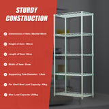 5 Tier Silver Metal Storage Rack Shelving Wire Shelf - Low Angle