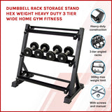 Dumbbell Rack Storage Stand Hex Weight Heavy Duty 3 Tier Wide Home Gym Fitness - Side View