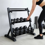 Dumbbell Rack Storage Stand Hex Weight Heavy Duty 3 Tier Wide Home Gym Fitness - 45-Degree Angle