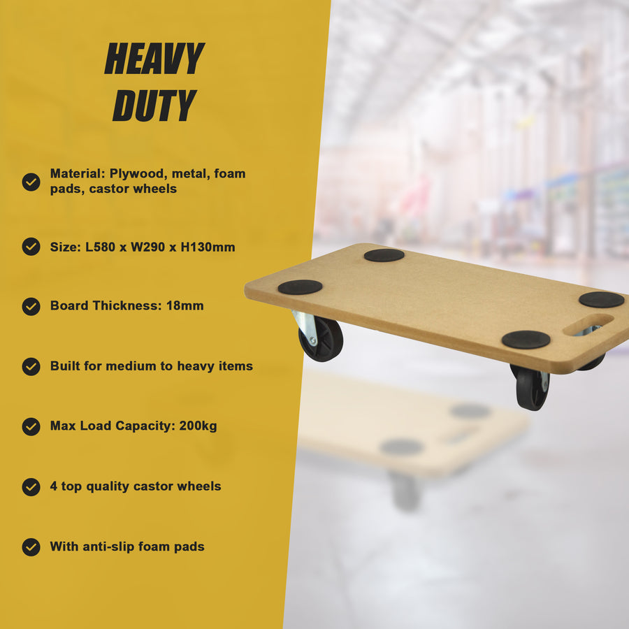 200kg Heavy Duty Hand Dolly Furniture Wooden Trolley Cart Moving Platform Mover, image 12
