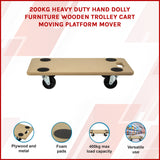 200kg Heavy Duty Hand Dolly Furniture Wooden Trolley Cart Moving Platform Mover - Front View
