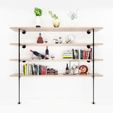 Wall Shelves Display Bookshelf Industrial DIY Pipe Shelf Rustic Brackets - Side View