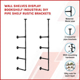 Wall Shelves Display Bookshelf Industrial DIY Pipe Shelf Rustic Brackets - Top-Down View
