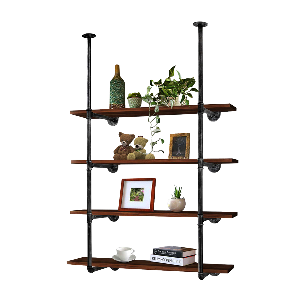 Wall Shelves Display Bookshelf Industrial DIY Pipe Shelf Rustic Brackets