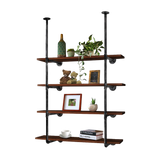 Wall Shelves Display Bookshelf Industrial DIY Pipe Shelf Rustic Brackets - Rear View