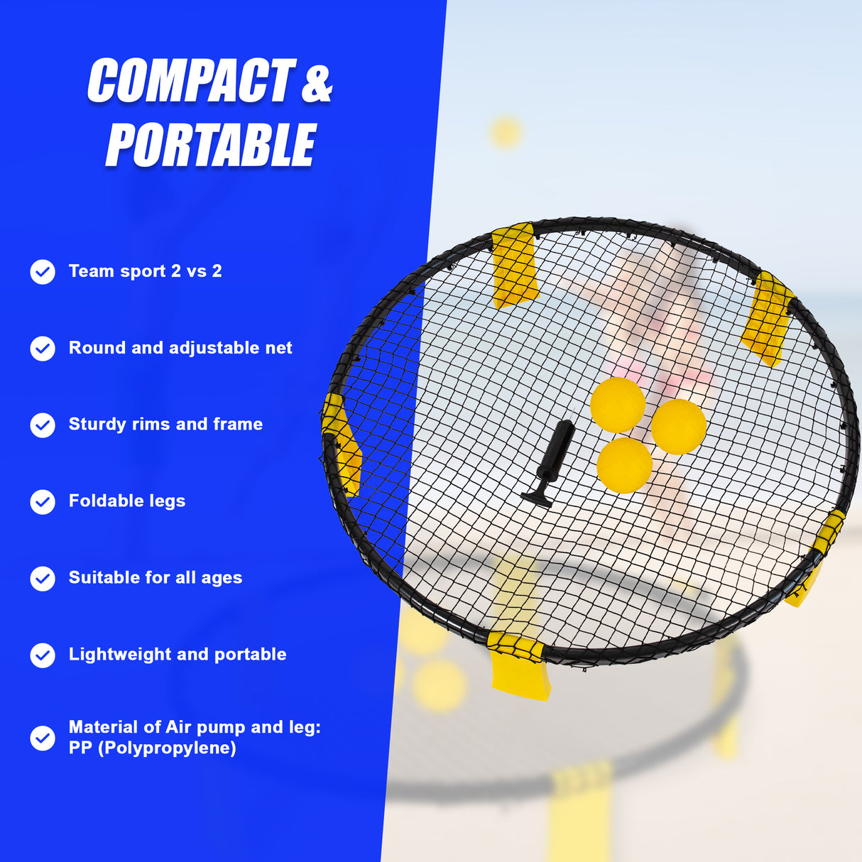 Mini Volleyball Set Outdoor Game Garden Beach Net Ball Kit Sport Toys