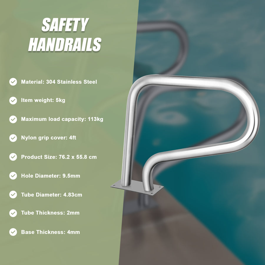 Swimming Pool Hand Rail Step Grab Rail 76.2x55.8cm with Drill Bit
