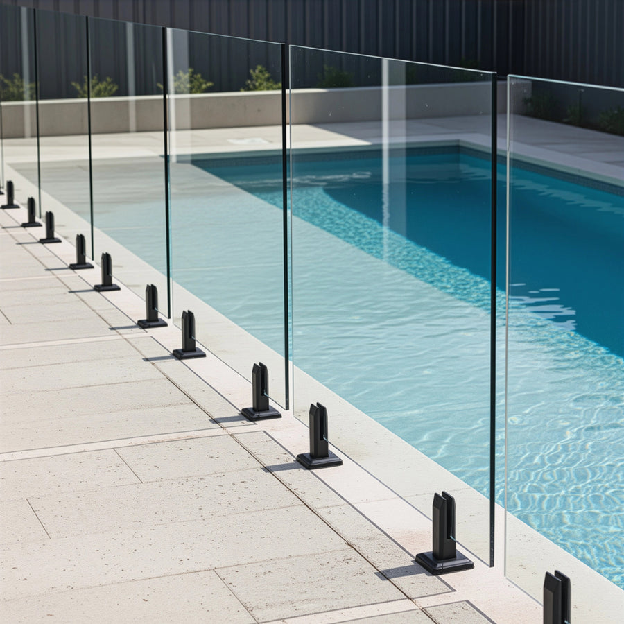 Balustrade Black Glass Clamp 304 Stainless Spigot Pool Fencing Fence