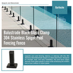 Balustrade Black Glass Clamp 304 Stainless Spigot Pool Fencing Fence