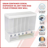Grain Container Cereal Dispenser 10L Dry Food Rice Flour Storage Box Wall - Front View