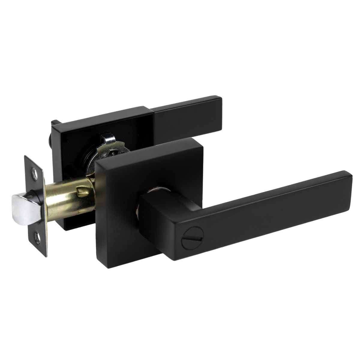 Door Handle Set Lever Privacy Function Square Black