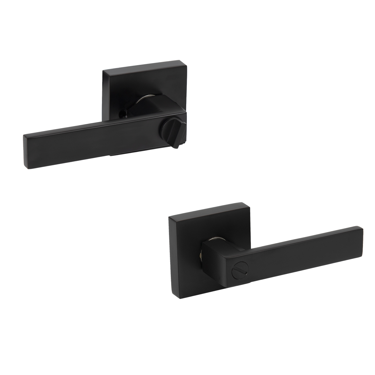 Door Handle Set Lever Privacy Function Square Black