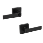 Door Handle Set Lever Privacy Function Square Black