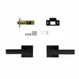 Door Handle Set Lever Privacy Function Square Black - Low Angle